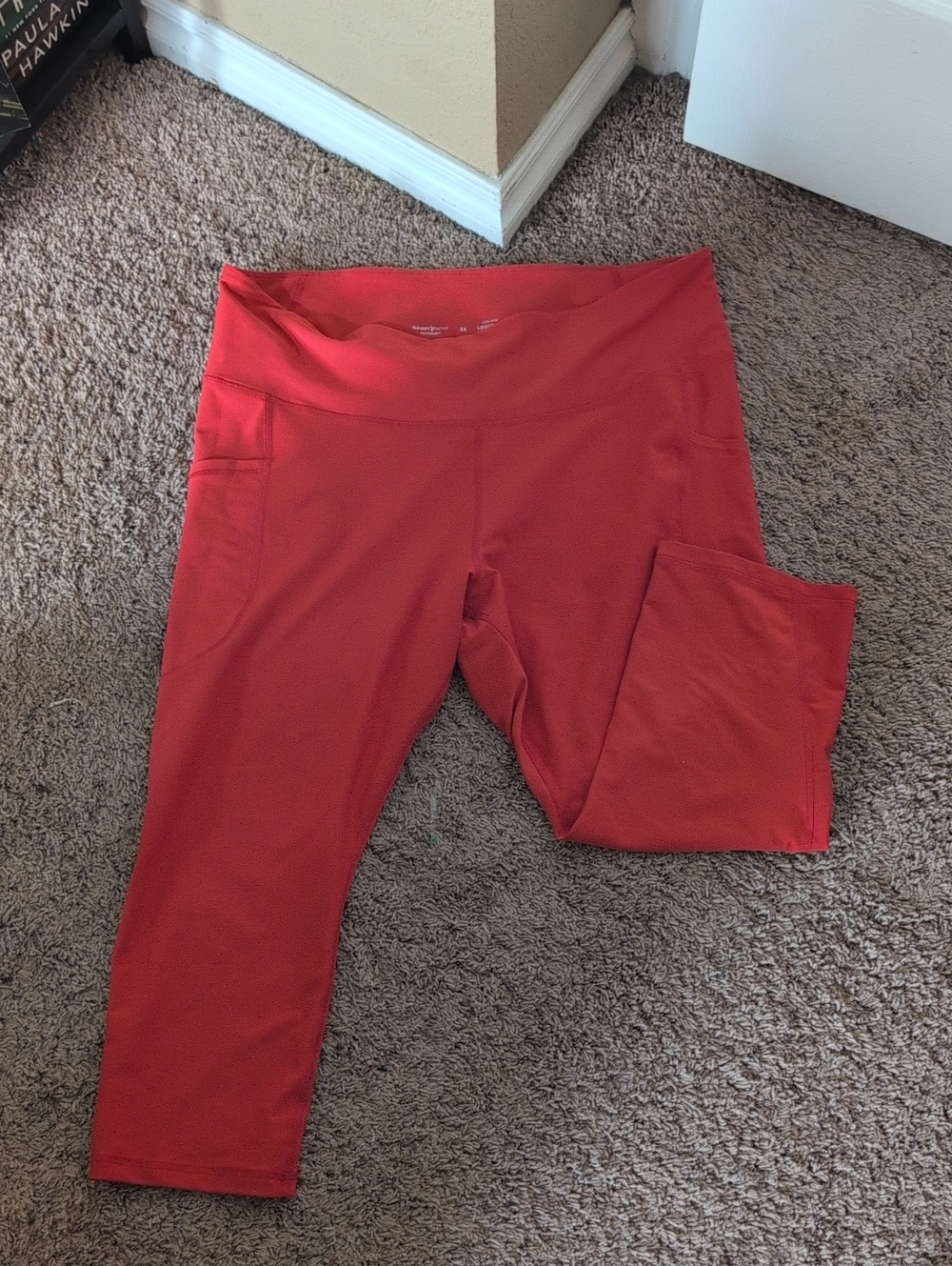 Old Navy Red Cropped High Rise Leggings with Pockets